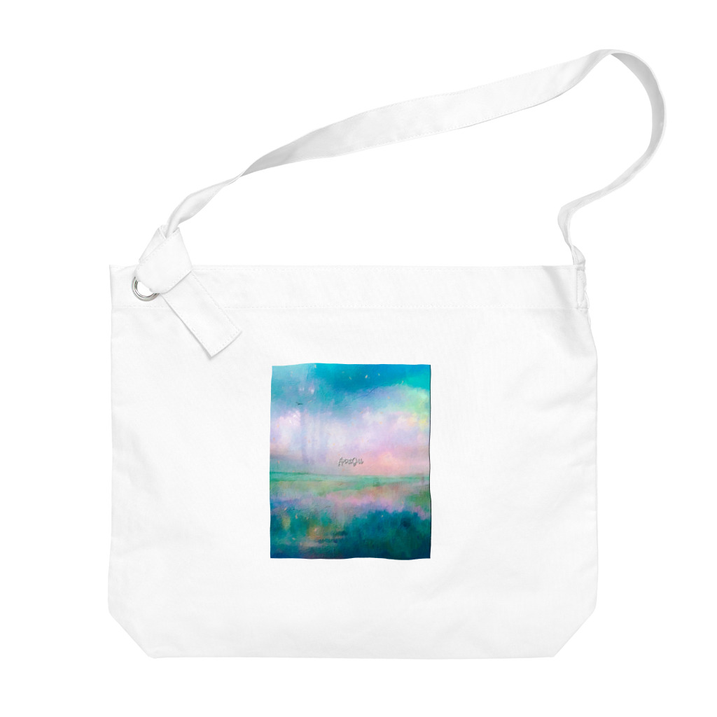 【ホラー専門店】ジルショップの油絵風の癒しデザイン(ターコイズブルー) Big Shoulder Bag