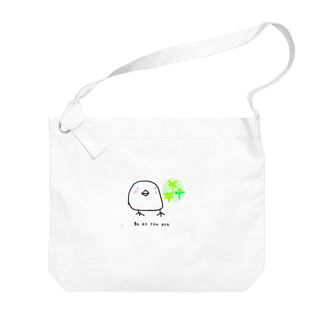 beasyouareyogaのほんわか小鳥with豆苗 Big Shoulder Bag