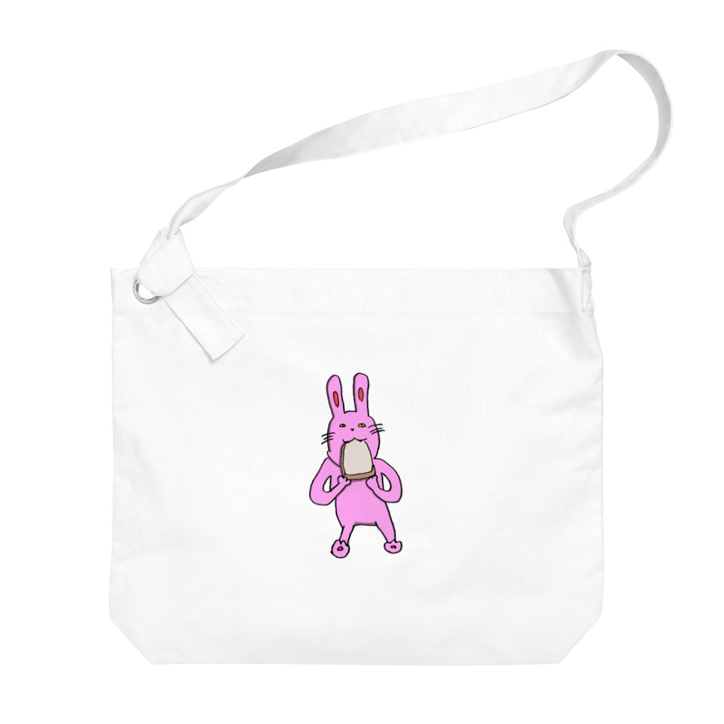 ももたま🍑のお絵描き「パンたべるウサギ」 Big Shoulder Bag