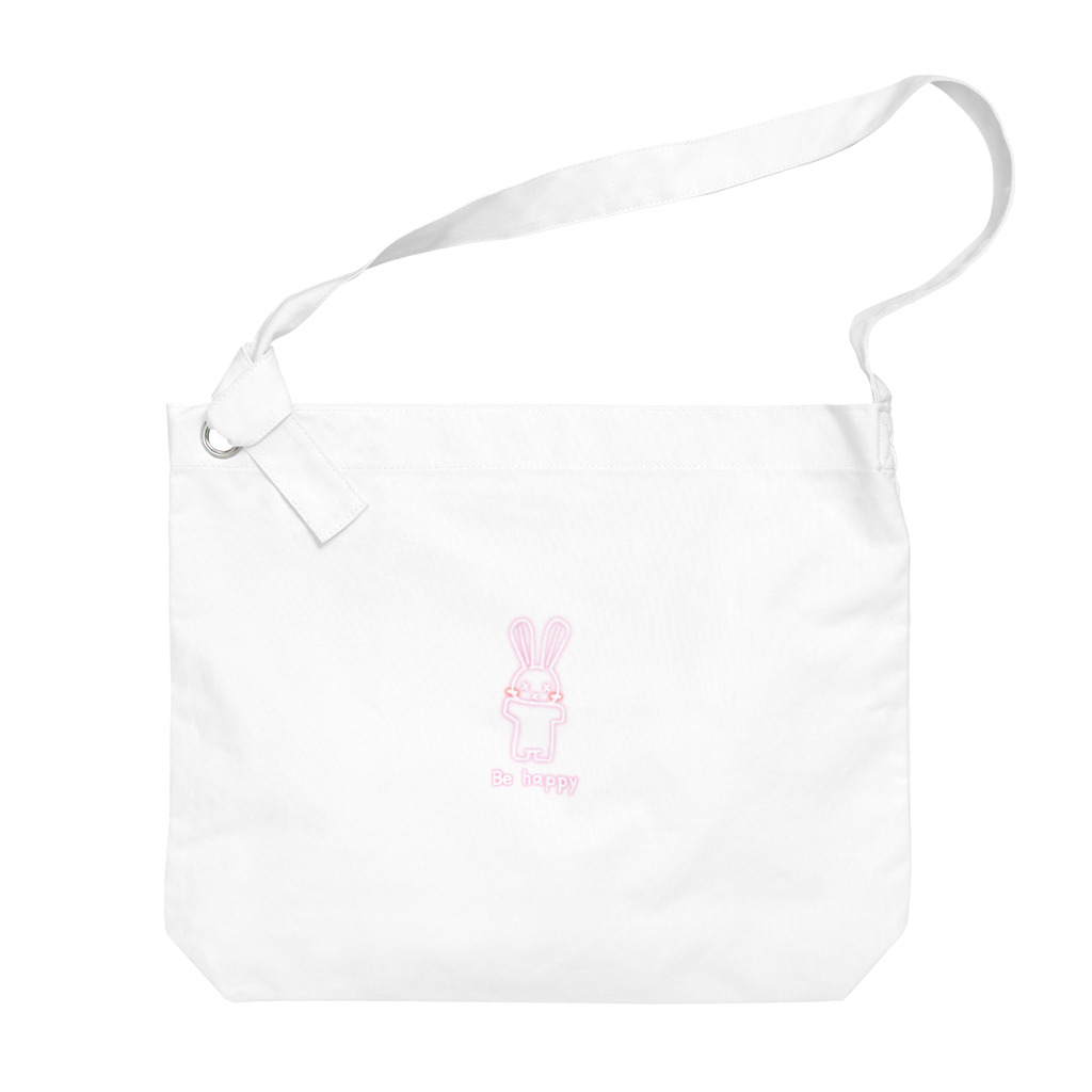 ヒムロファクトリーのネオン✘ウサギ　ホワイト Big Shoulder Bag