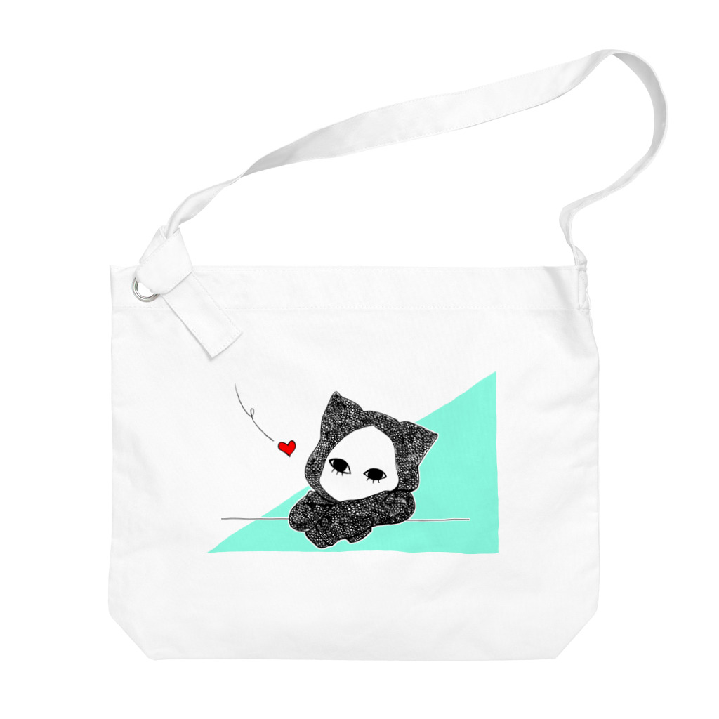 桃原のたそがれキズねこ ミント Big Shoulder Bag