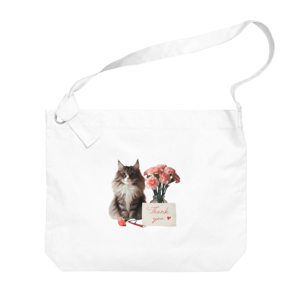 Y m @Y's shopの猫とカーネーション Big Shoulder Bag
