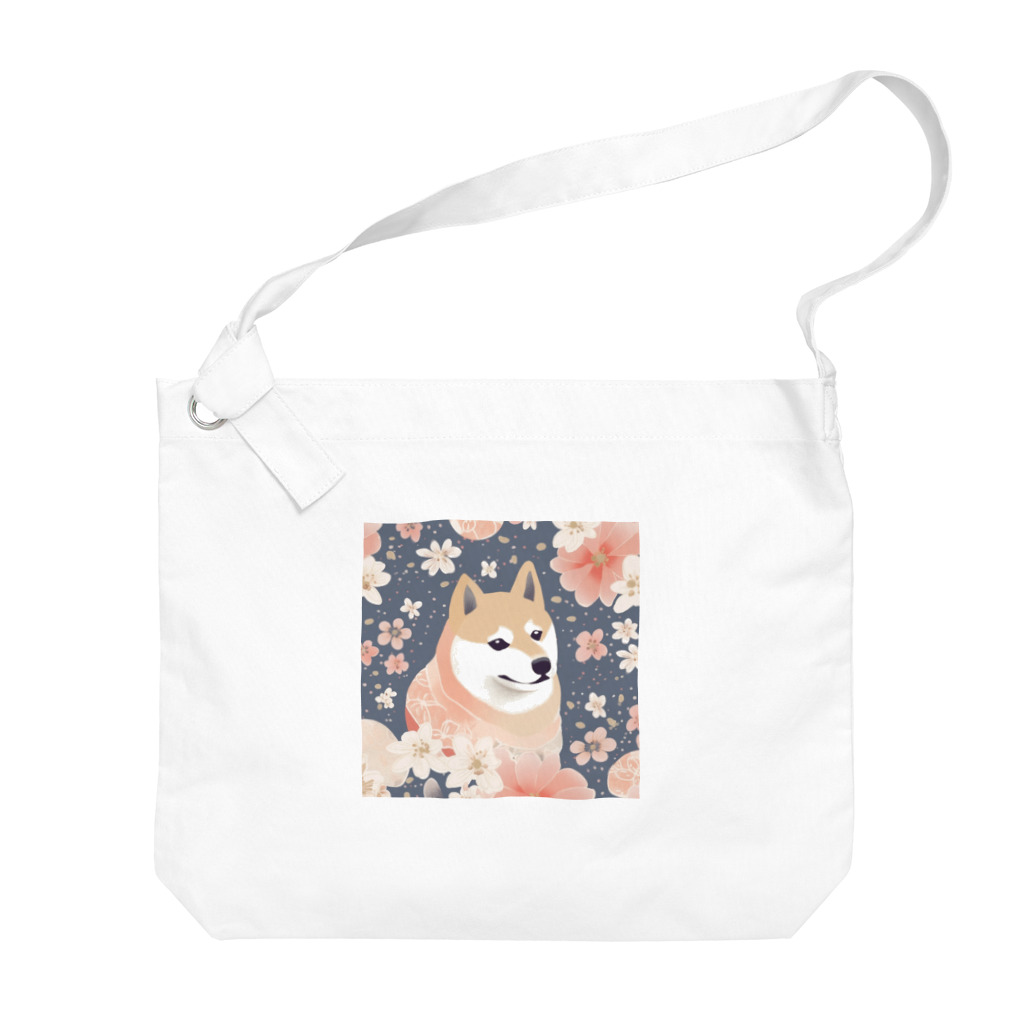 Grazing Wombatの日本画風、柴犬と桜２-Japanese-style painting of a Shiba Inu with cherry blossoms 2 Big Shoulder Bag