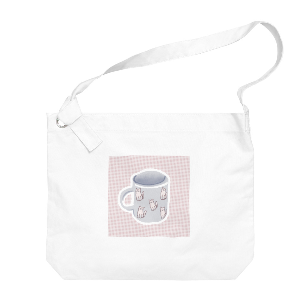 ふわぽこにゃんにゃんSHOP☁️🫧SUZURI支店のねこねこねこねこピンクシャム猫柄♪おきにいりのマグカップ Big Shoulder Bag