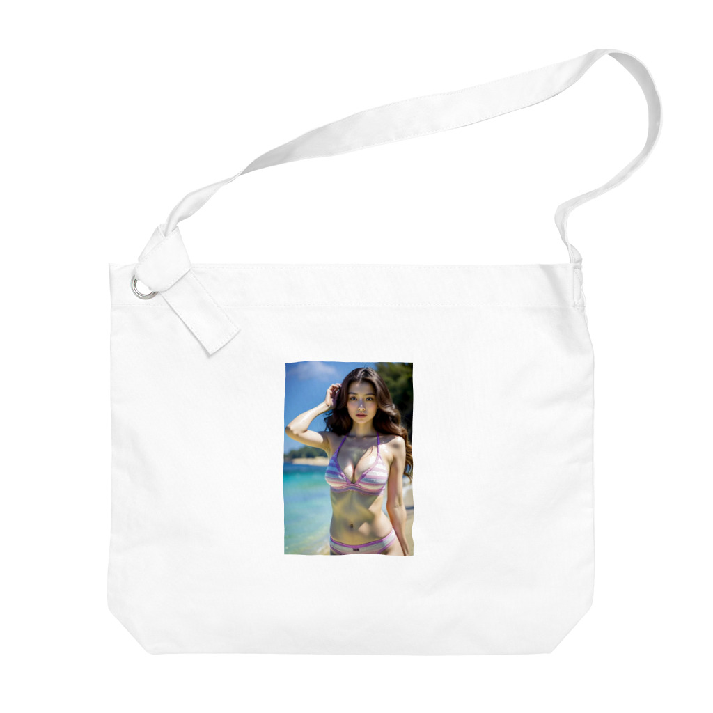 AI美女大好きクラブの「海辺の恋模様: AI美女のビーチウェア・ファンタジー」vol251 ビッグショルダーバッグ