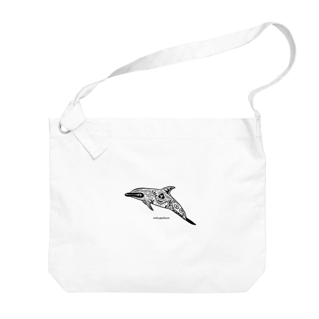 Wakameleonの白黒イルカ Big Shoulder Bag