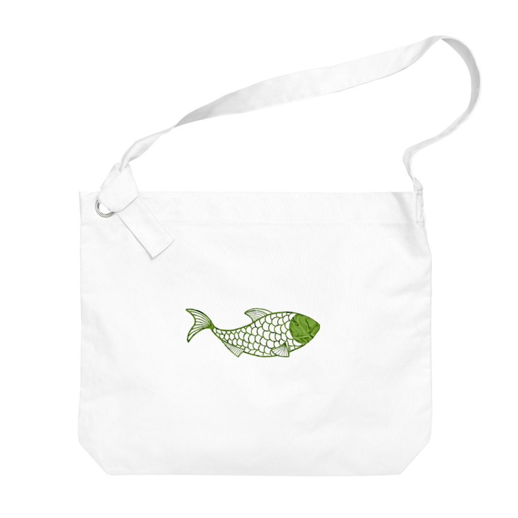mumusの魚　green Big Shoulder Bag