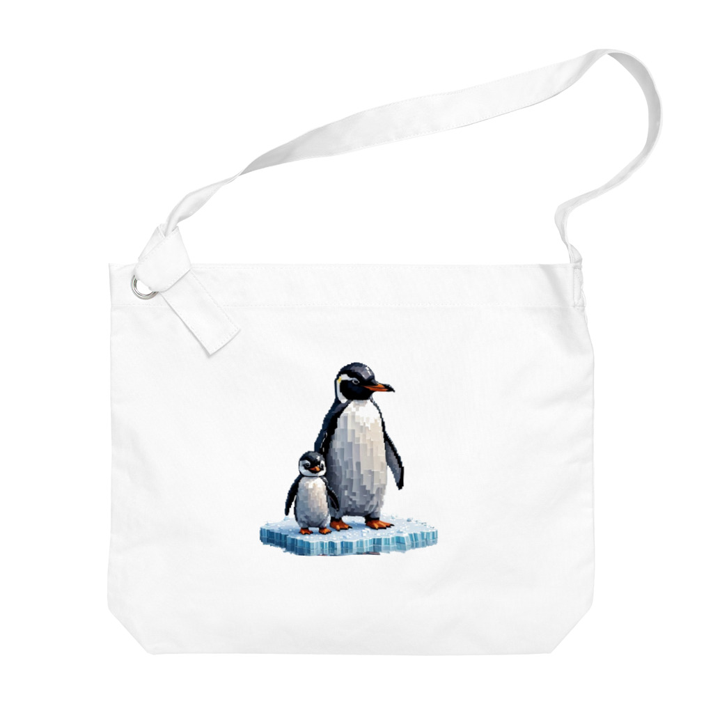 アニマルアートのペンギンの親子 ビッグショルダーバッグ