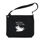 TomoshibiのNo Cat, No Life. 抱っこ猫 濃い色限定 白ロゴ ビッグショルダーバッグ