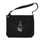 ねんねん虫のけろけろ坊主  ※黒地用白線画 Big Shoulder Bag