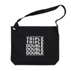 SaaStyle -サースティル-のT2D3（白プリント）ショルダーバッグ Big Shoulder Bag