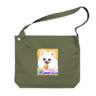 Pom-Dog'sの清楚系白ポメ　ポメ子 Big Shoulder Bag