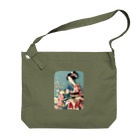 MistyStarkの着物女性の切り絵アート　―　Kimono woman paper-cutting art　ー Big Shoulder Bag