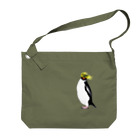 LalaHangeulの　風に吹かれるイワトビペンギンさん(文字無しバージョン Big Shoulder Bag