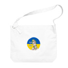 諭苑のSUZURI店のLove＆Peace観世音菩薩ウクライナ国旗背景 Big Shoulder Bag