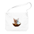 ヌコのお店の白猫カップイン Big Shoulder Bag