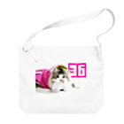 ラガマフィンの36さんの丸ドットモザイクピンクパーカー36CAT Big Shoulder Bag