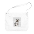 【CPPAS】Custom Pet Portrait Art Studioの マルチーズドッグ - レンガブロック背景 Big Shoulder Bag