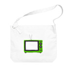 illust_designs_labのレトロな昭和の可愛い緑色テレビのイラスト 画面オン ビッグショルダーバッグ