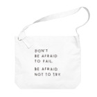 MARUKOSHIKIのBE AFRAID TO FAIL. BE AFRAID NOT TO TRY. Big Shoulder Bag