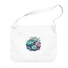 わんにゃんsucculentの多肉植物のイラスト Big Shoulder Bag