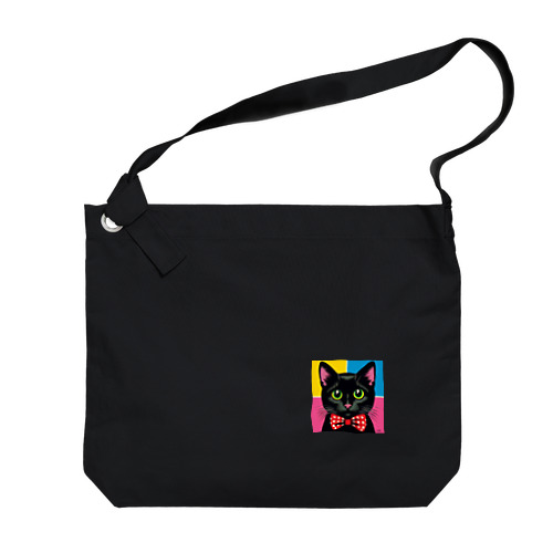 蝶ネクタイした黒猫君 Big Shoulder Bag