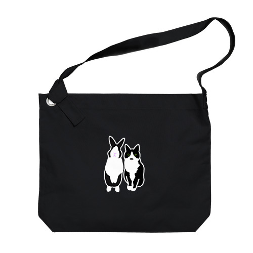 ダッチうさぎ(立)とハチワレねこ Big Shoulder Bag