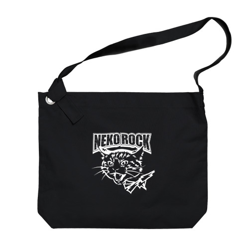 NEKO ROCK（白ヌキ） Big Shoulder Bag