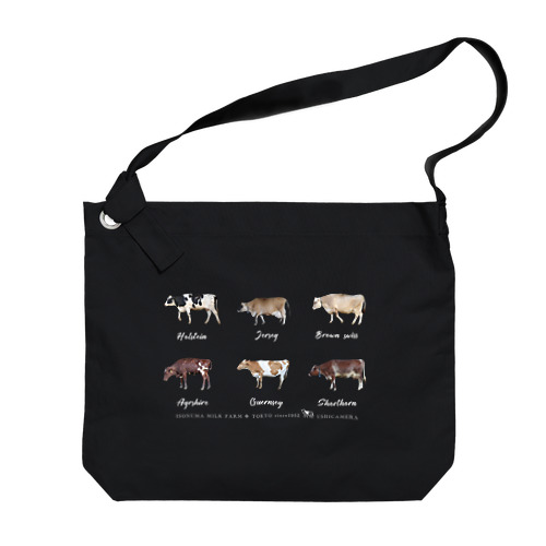 6種類の乳牛オールスターズ 白字 Big Shoulder Bag