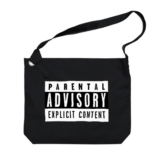 PARENTAL ADVISORY 白黒 反転色ロゴTシャツ Big Shoulder Bag