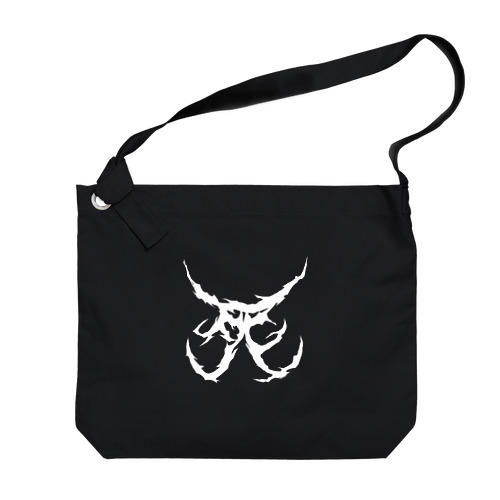 死　DEATH METAL LOGO WHITE Big Shoulder Bag