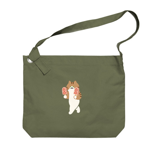 いちごアイスをあざとく運ぶねこ Big Shoulder Bag