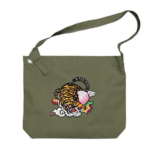 虎と桃 Big Shoulder Bag