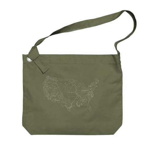 アメリカ合衆国・ネイティブアメリカン地図 白 Big Shoulder Bag