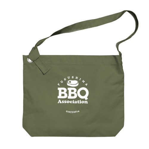 福島BBQ協会Circleロゴ白文字 Big Shoulder Bag