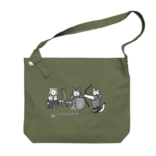 ぶち猫戦士たちの冒険布かばん Big Shoulder Bag