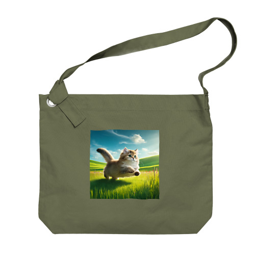 草原を駆けるマンチカン Big Shoulder Bag