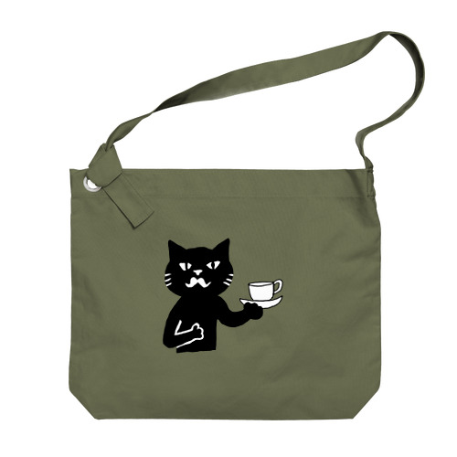 喫茶・髭猫ロゴマーク① Big Shoulder Bag