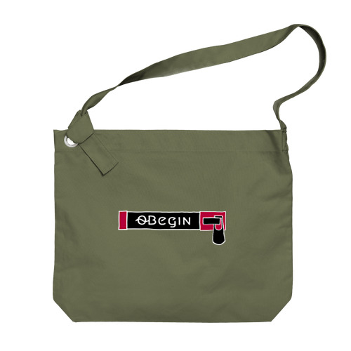 [0~Begin]ファスナー柄ロゴプリント Big Shoulder Bag