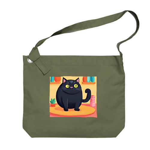 ぽて黒猫 Big Shoulder Bag