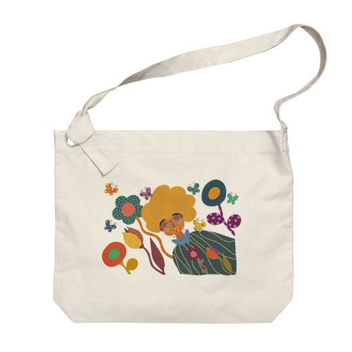 colorful flower & afro girl Big Shoulder Bag