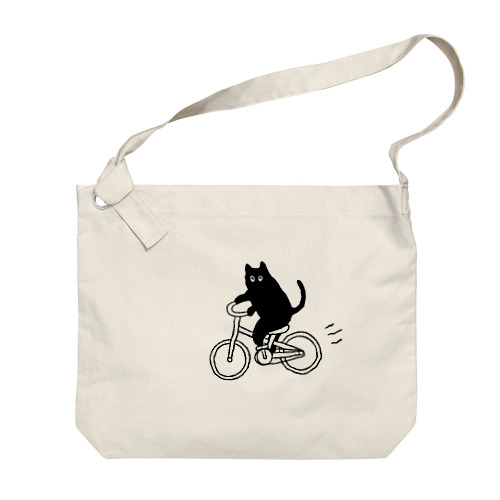 自転車に乗ったねこ Cycling cat Big Shoulder Bag