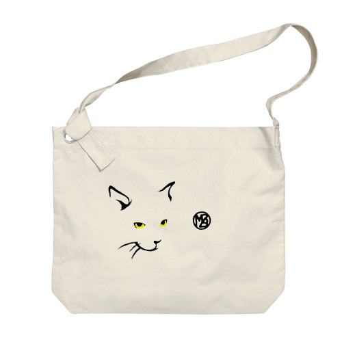 簡潔なる猫の布かばん・明色向け ビッグショルダーバッグ