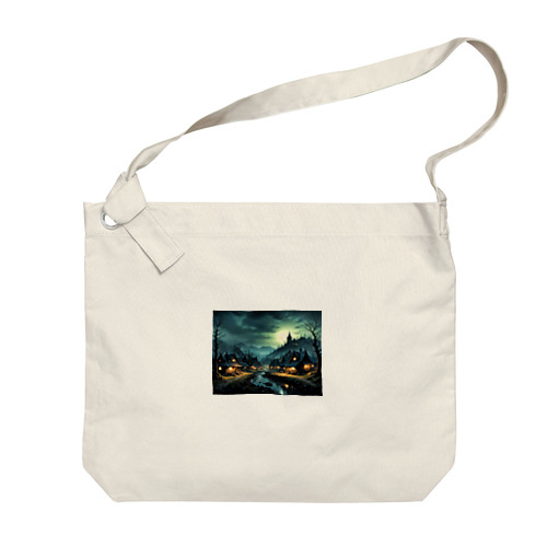 夜に輝く美しい村の光景 Big Shoulder Bag