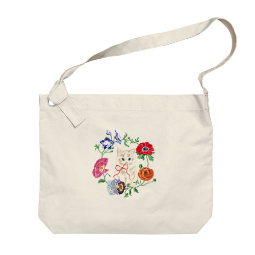 Spring flower&Cat Big Shoulder Bag