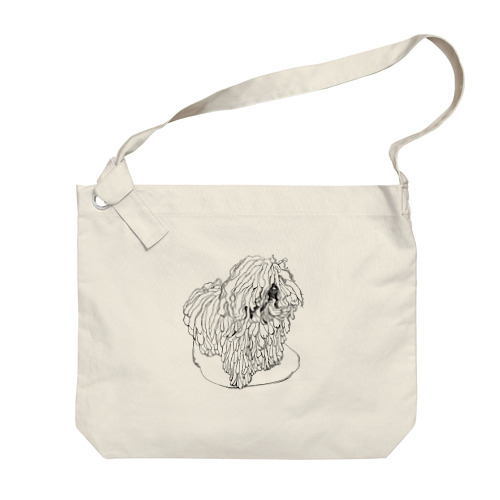 かしこいプーリー犬　3さい、立ちました。puli illustration  Big Shoulder Bag