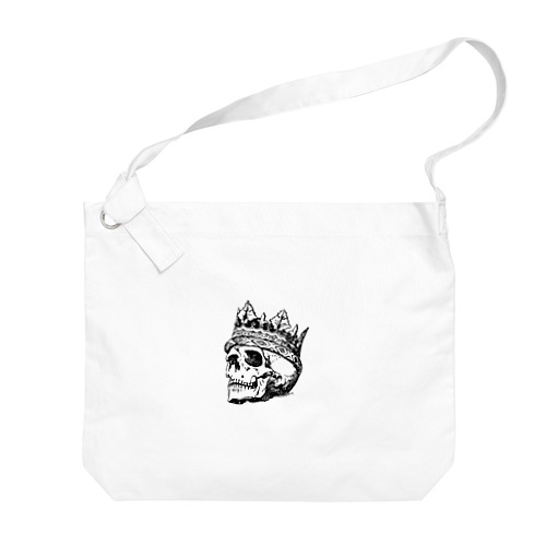 Black White Illustrated Skull King  Big Shoulder Bag