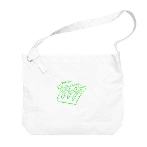 PIN３種猫(緑) Big Shoulder Bag