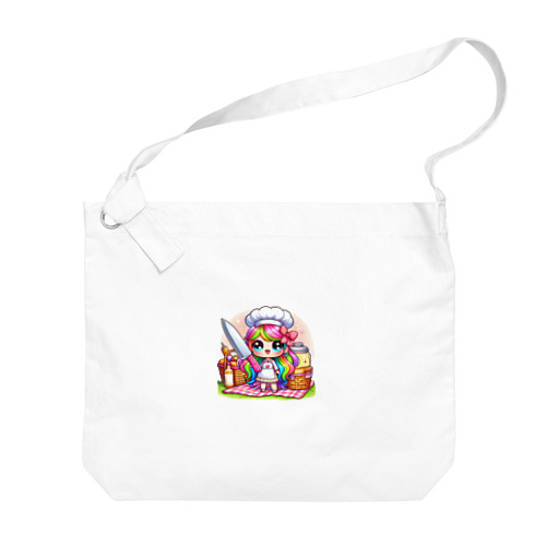 可愛い女の子が料理をしている様子が Big Shoulder Bag