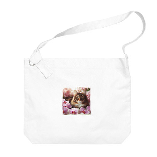 猫と胡蝶蘭 Big Shoulder Bag
